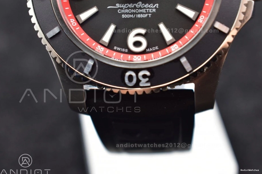With On Rubber BLSF QuickDry And Edition Strap 1166 Black 44 Dial Rehaut Black Superocean Best Automatic Orange Bezel 1:1 A 1007